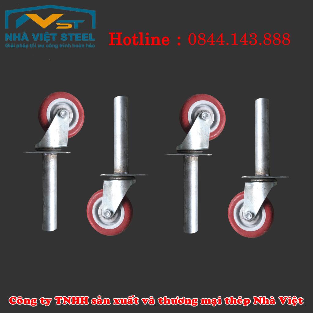 bánh xe tím dùng đê gắn vào chân giàn giáo hoàn thiện 